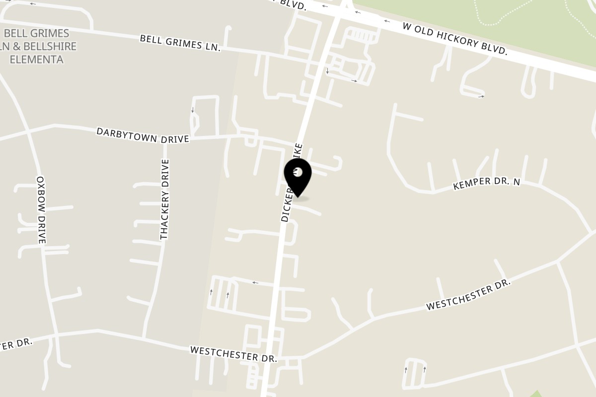 Map showing the location of Brother Z's Wang Shack on 3825 Dickerson Pike in Nashville